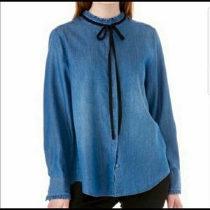 NEW- Kenzie Chambray Maysen Denim Top with tie